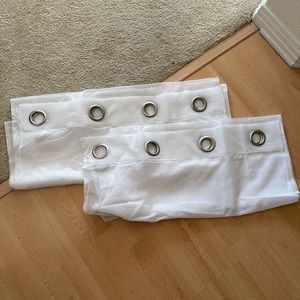 2 White Sheer Long Curtains